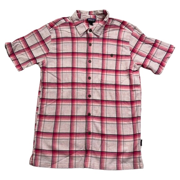 Patagonia Tops - Patagonia Organic Cotton Plaid Short Sleeve Button Up Shirt Womens Size S Pink